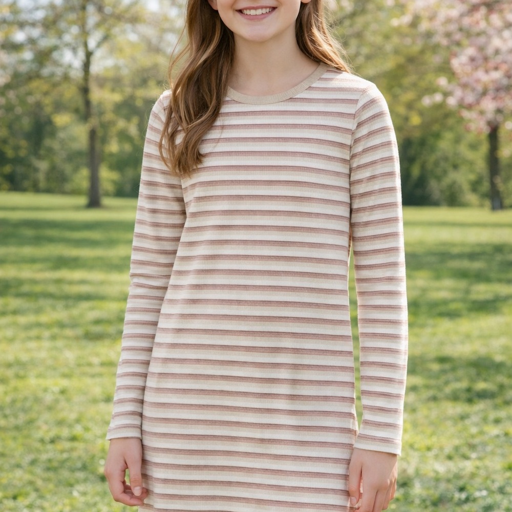 Forever 21 Beige and White Striped Top
